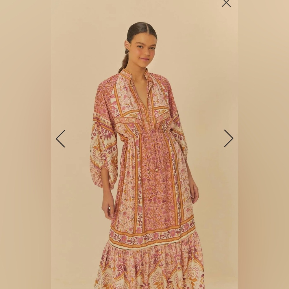 SOLD Farm Rio Pink Boho Floral Maxi Dress